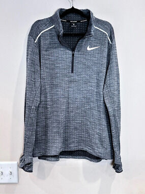 🔥Nike Running Therma-FIT Half-Zip Pullover Men's Gray Half-Zip Running Top Size